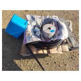 Plastic edging, rope light, hose hangers, stain