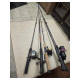 5 assorted  rod and reels
