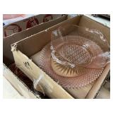 2 Flats Pink Glassware with Assorted Patterns