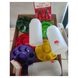 Poultry feeders and watering cups