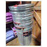 4 galvanized trash cans 31gal with lids and grips
