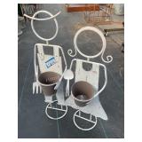 2 Metal Garden Decor Figures