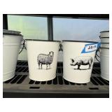 2 painted pails