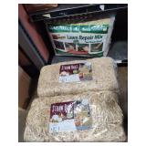 Lawn repair mix and 2 straw bales