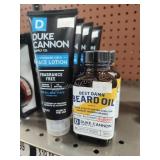 Duke Cannon face lotion and beard oil