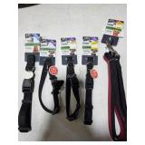5 assorted leashes and collars