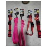 5 dog assorted leashes and collars