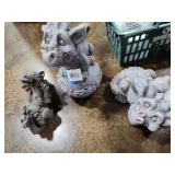 3 dragon garden figures - 1 cast stone 2 resin