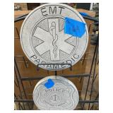 Two Concrete Decor Plaques - Police & EMT