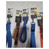 5 dog assorted leashes and collars
