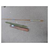 Vintage bamboo rod (1 tip broken) w/ case