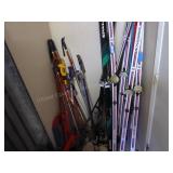 5 pr. Skies w/ lot of poles & boots