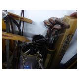 Lot w/ golf bags and clubs