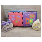 1 pack of foam play mats 1 bottle of baby shampoo