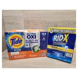 1 box of Tide laundry detergent 1 box of Rid-X