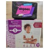 Size 5 members mark diapers (168 count), ninjamas