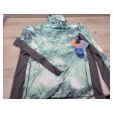 Large size mossy oak long tee hooded