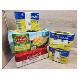 3 packs of tuna 1 box of corn 1 pack of chicken