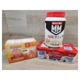 1 pack of Emergen-C 1 bottle of protein powder 1