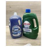 Jug of dishwasher detergent and dawn dish soap