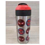 Spiderman water bottle, silver with faces, Zak
