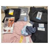 1 medium flare leg yoga pant, 1 large soft shell