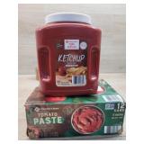 1 ketchup (7lb), 1 box tomato paste (12 cans)