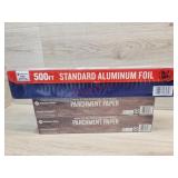 1 box of aluminum foil 1 pack of parchment paper