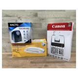 Pencil sharpener, calculator & laminator