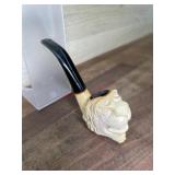 Meerschaum Lion head carved pipe with black stem