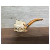 Meerschaum horse carved pipe with acrylic stem