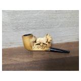 Meerschaum style carved Wolf pipe