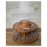 Round pipe stand holds 18 with tobacco jar