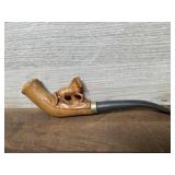 Horse carved pipe with brown stem