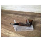 Carved square bowl pipe with black stem