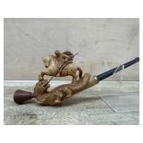 Carved Dragon slayer pipe with dark stem
