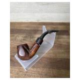 Hungarian style carved pipe with black stem