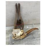 Meerschaum Horse carved pipe with lined case