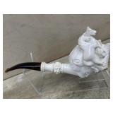 Meerschaum Horse carved pipe with brown acrylic