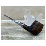 Carved bowl pipe with silver acrylic stem