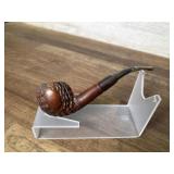 Ball style carved bowl pipe with black stem