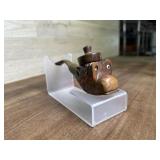 Made in Italy carved animal pipe with bowl cover