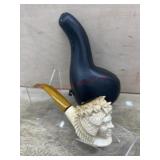 Meerschaum mythical figure pipe with lined case