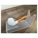 Made in Turkey White carved bowl pipe with