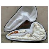 Meerscham carved Women nude pipe with case