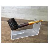 Volcano type bowl pipe with amber acrylic stem