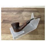 Carved bowl pipe with vulcanite stem