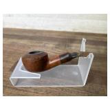 Bent apple bowl pipe with brown stem