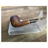 Round carved bowl pipe with carved stem