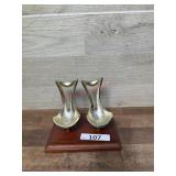 Metal on wood base pipe stand
